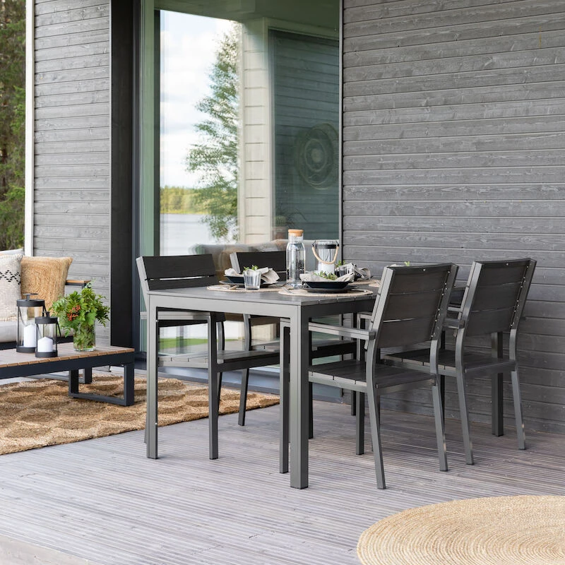 Saari Aintwood 4-hengen Ruokailuryhmä Tummanharmaa 1 Saari Aintwood 4-hengen Ruokailuryhmä Tummanharmaa