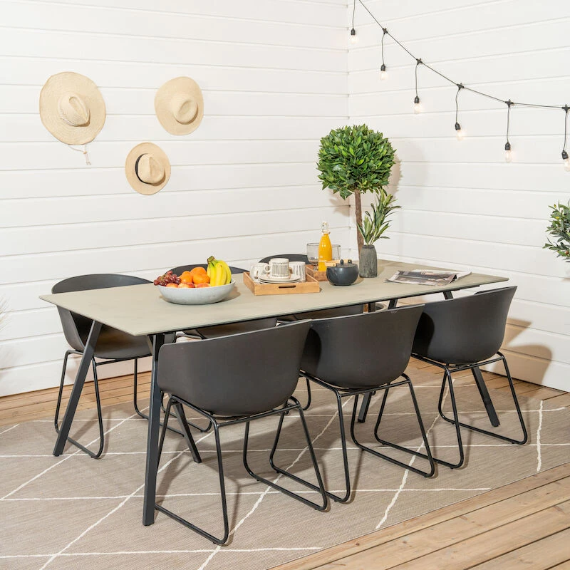 Seattle-Envy Durafit 6-hengen Ruokailuryhmä Harmaa/musta 3 Seattle-Envy Durafit 6-hengen Ruokailuryhmä Harmaa/musta - Image 3