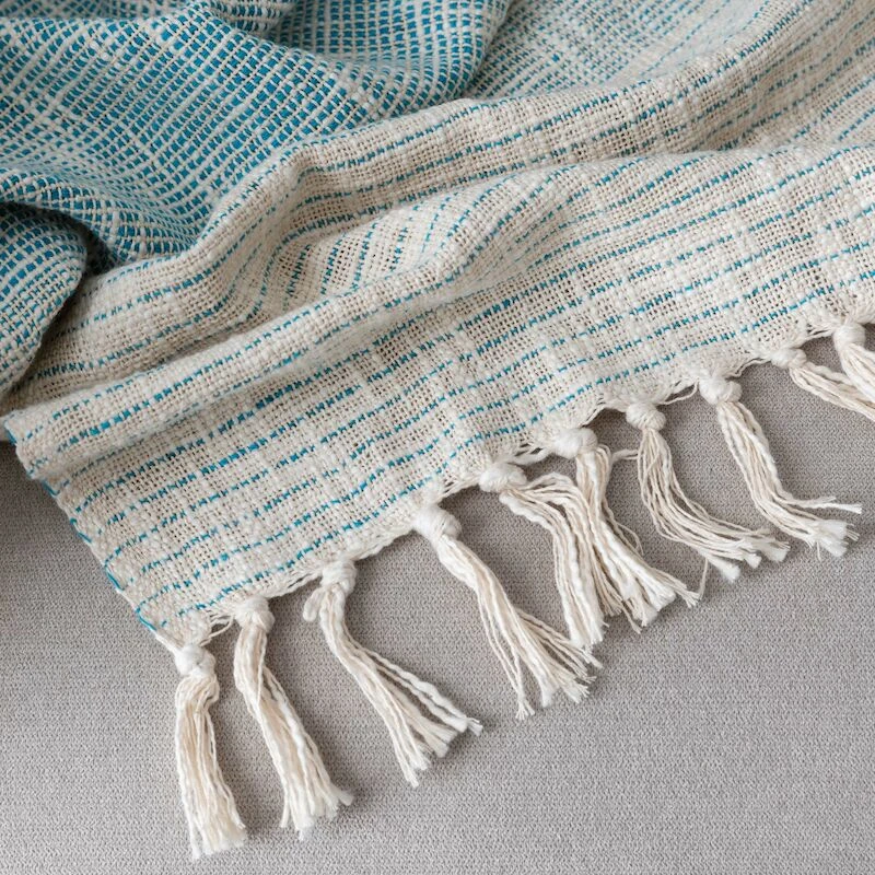 Siksak Raita Torkkupeitto 125x150 Cm Luonnonväri/sininen 3 Siksak Raita Torkkupeitto 125x150 Cm Luonnonväri/sininen - Image 3