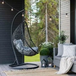 Skagen Riippukeinu Ja Teline Musta, Vaaleanharmaa Pehmuste