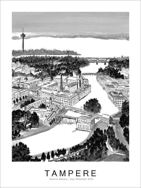 Kaverini Sella Tampere Kaupunkijuliste 30x40 Cm 2 Kaverini Sella Tampere Kaupunkijuliste 30x40 Cm - Image 2