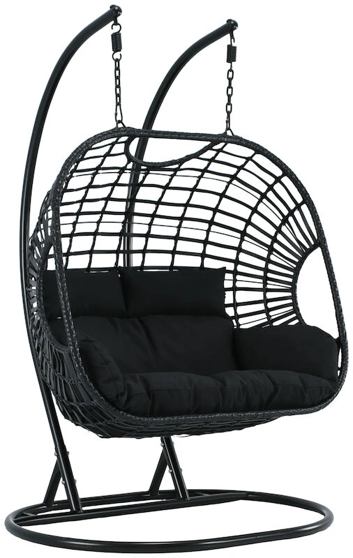 Tie Kahden Istuttava Riipputuoli Jalustalla Musta, Musta Pehmuste 5 Tie Kahden Istuttava Riipputuoli Jalustalla Musta, Musta Pehmuste - Image 5