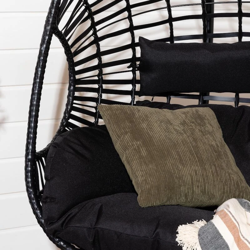 Tie Kahden Istuttava Riipputuoli Jalustalla Musta, Musta Pehmuste 4 Tie Kahden Istuttava Riipputuoli Jalustalla Musta, Musta Pehmuste - Image 4