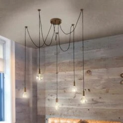 Trio Cord Riippuvalaisin 5-osainen Antiikkikupari