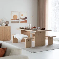 Iso Aurinko Taulu 50x70 Cm Ruskea/beige/okra, Luonnonvärinen Kehys