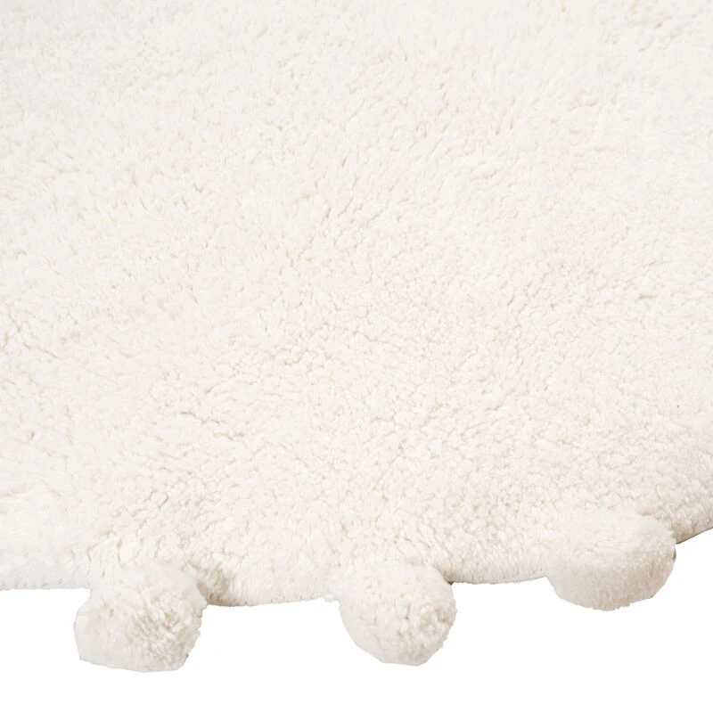 Tupsu Puuvillamatto 100 Cm Pyöreä Valkoinen 2 Tupsu Puuvillamatto 100 Cm Pyöreä Valkoinen - Image 2